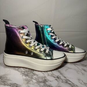 Steve Madden Kids Iridescent Multi-Color Platform High-Top Sneakers
